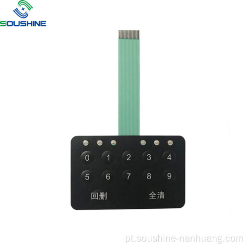 Interruptor de membrana de botão de número 0-9 LED verde